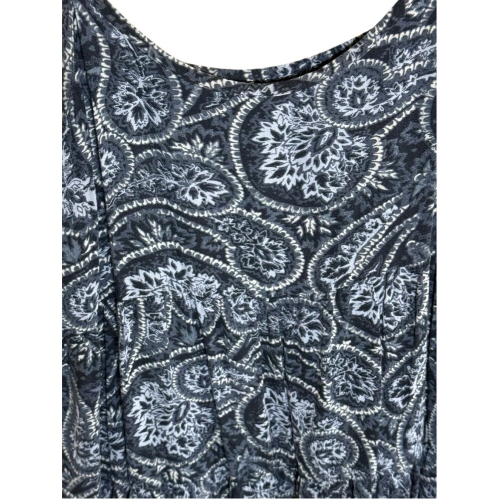 Y2K Vibe Gothcore Black Spaghetti Strap Paisley Tiered Babydoll Boho Dress-Large - Picture 3 of 8